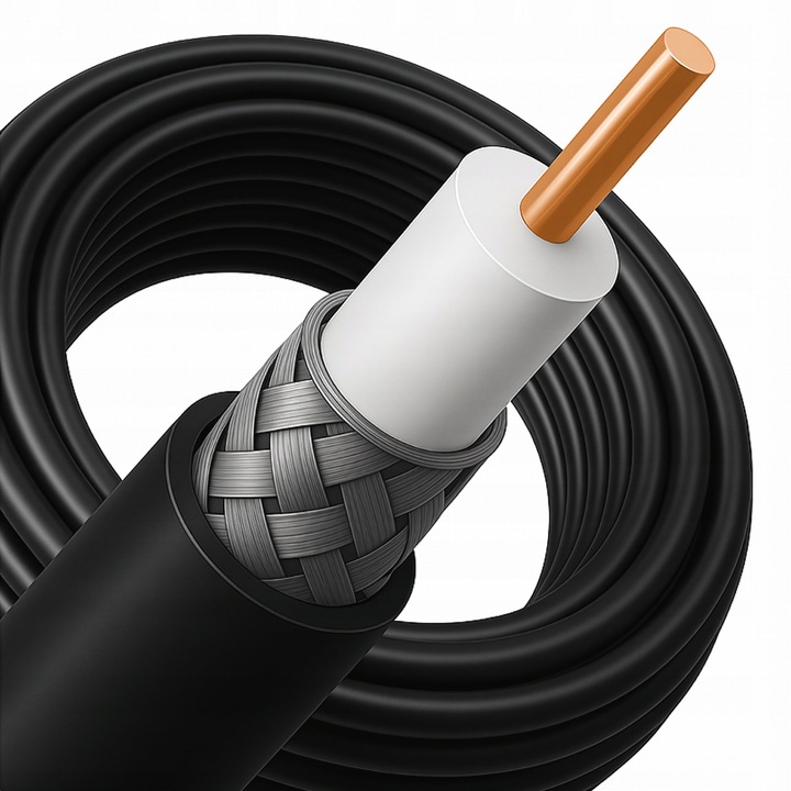 KABEL ANTENOWY KONCENTRYCZNY CZARNY ŻEL Cu PRZEWÓD ZEWNĘTRZNY ZIEMNY