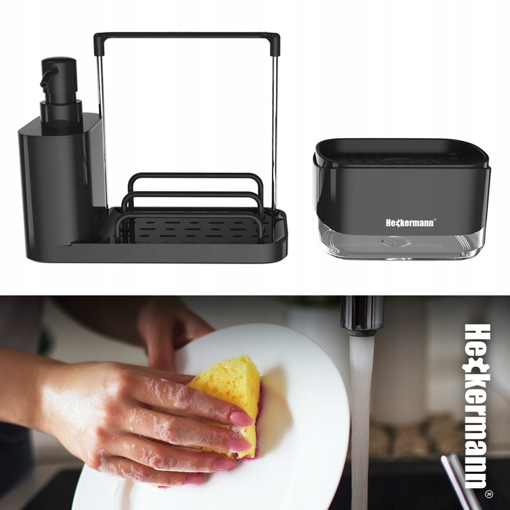 DOZOWNIK NA PŁYN DO MYCIA NACZYŃ MYDŁA POJEMNIK + GĄBKA ORGANIZER DO KUCHNI