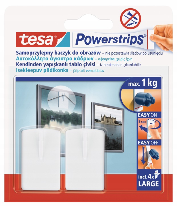 TESA POWERSTRIPS Haczyki samoprzylepne do ramek zdjęć obrazów 1kg