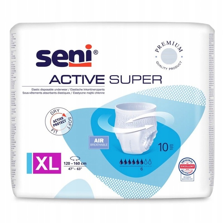 SENI ACTIVE SUPER XL MAJTKI CHŁONNE WCIĄGANE DLA DOROSŁYCH 10szt