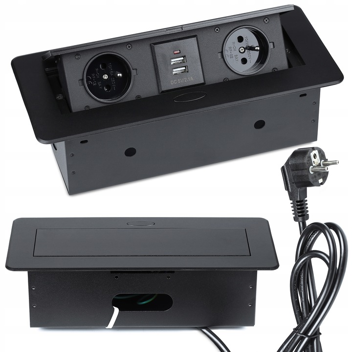 GNIAZDO CHOWANE W BLAT NABLATOWE GNIAZDKO + 2 USB