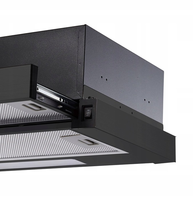Czarny okap kuchenny teleskopowy podszafkowy Marin 50cm + FILTR