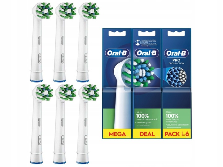 Końcówki do Szczoteczki Elektrycznej Oral-B Pro CrossAction 6pak Oryginalne