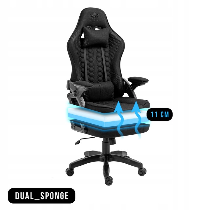 Fotel Gamingowy Biurowy Obrotowy Kubełkowy Krzesło Biurowe Czarny