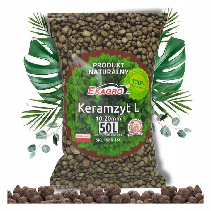 Keramzyt Ogrodniczy 50L 10-20 mm 15KG Drenaż do Warzyw Roślin