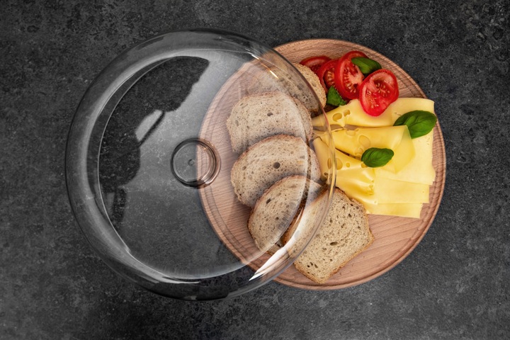 Patera Pojemnik Na Ciasto Owoce Przekąski z Pokrywką Kloszem Taca