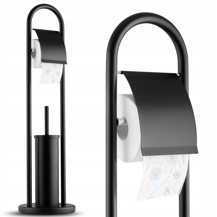 Stojak na papier toaletowy i szczotkę do WC czarny łazienkowy loft uchwyt