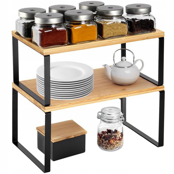 REGAŁ KUCHENNY NA PRZYPRAWY DREWNIANY PÓŁKA ORGANIZER STOJAK BIUROWY