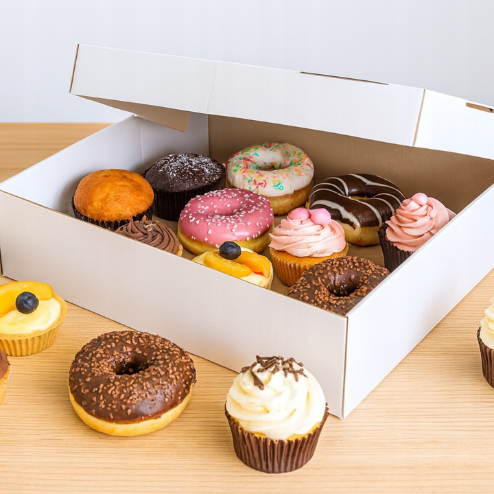 Pudełko na ciasto pączki donut karton na tort chrzest wesele 30x30x10