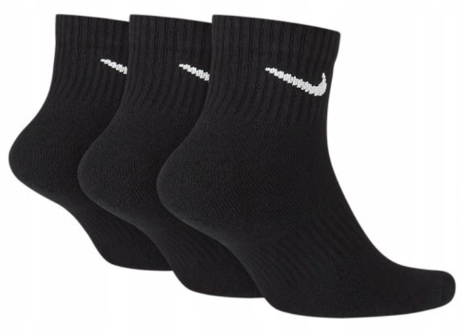 SKARPETY NIKE EVER DAY UNISEX ROZMIAR 34-38 CZARNE PÓŁWYSOKIE 3 PARY