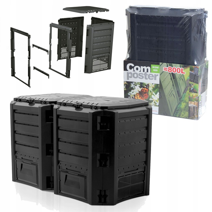 Kompostownik 2 - komorowy Prosperplast 800 l czarny