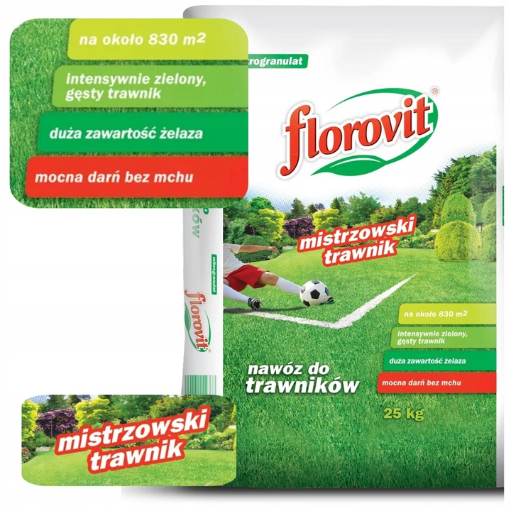 FLOROVIT MISTRZOWSKI TRAWNIK 25KG AZOT ŻELAZO POBUDZA TRAWNIK WIOSNĄ
