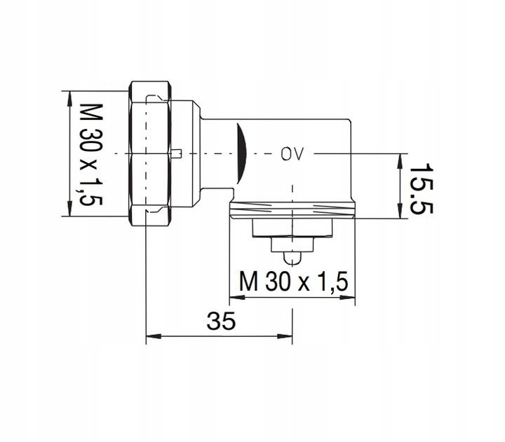 Adapter kątowy Oventrop głowic M30x1,5 do zaworów M30x1,5