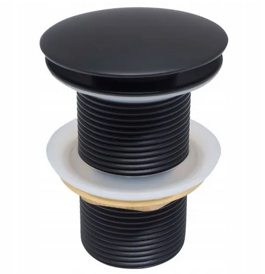 KOREK KLIK KLAK CZARNY UMYWALKOWY DO UMYWYLAKI BEZ PRZELEWU MOSIĘŻNY TRWAŁY