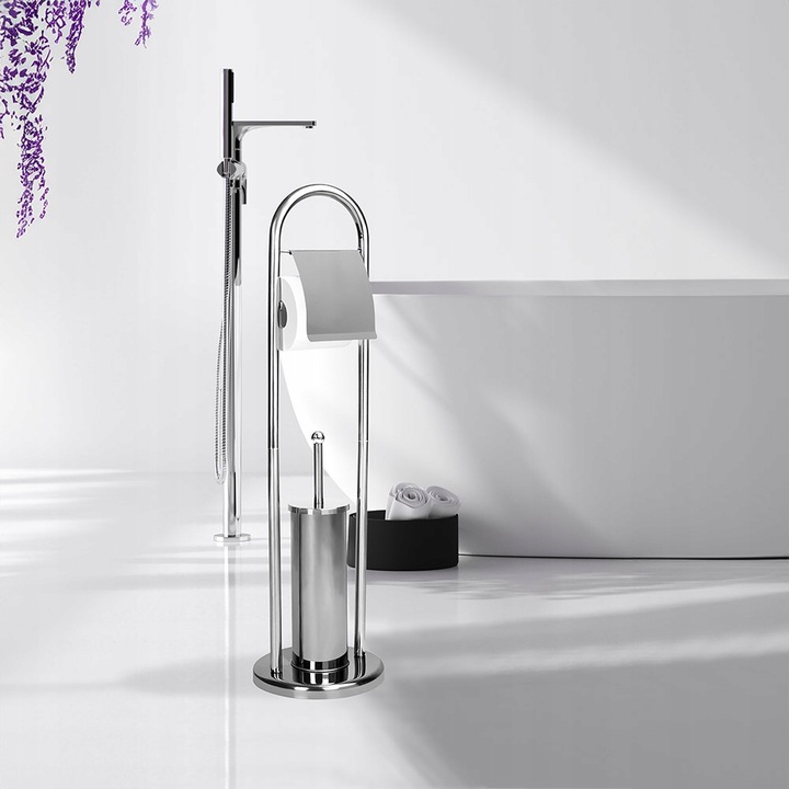 STOJAK NA PAPIER toaletowy + SZCZOTKA DO WC ZESTAW PRAKTYCZNY