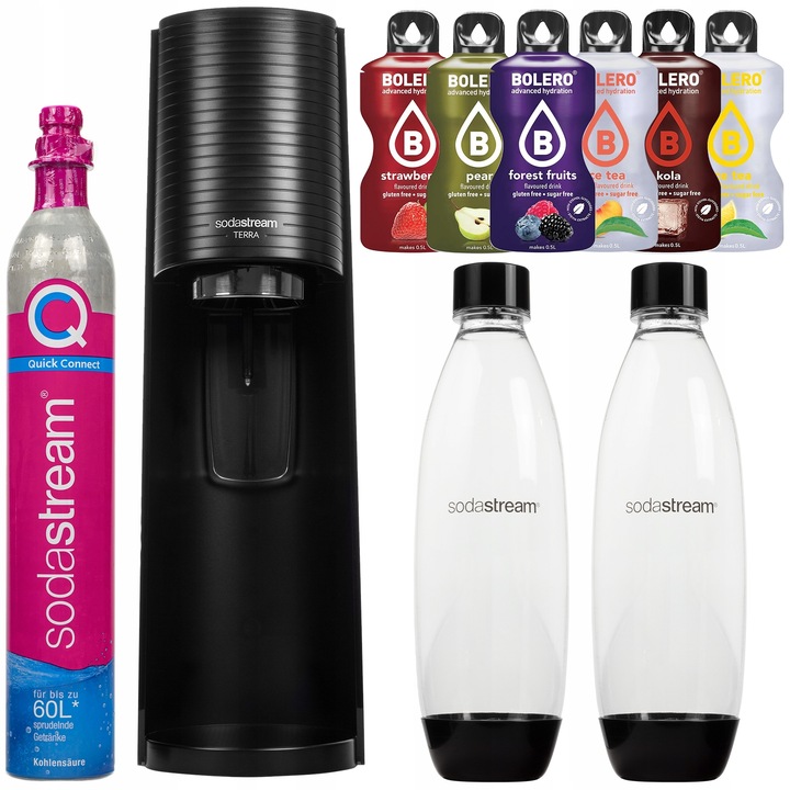 SATURATOR DO WODY SODASTREAM TERRA CZARNY 2 BUTELKI CYLINDER 6 NAPOI