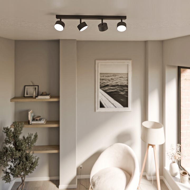 Lampa Sufitowa Szyna 4x GX53 Spot Reflektor Oprawa Ruchoma Czarna 60cm