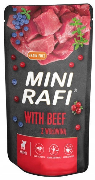 MOKRA KARMA DLA PSA DOLINA NOTECI RAFI MINI MIX SMAKÓW 20X150G MAŁE RASY