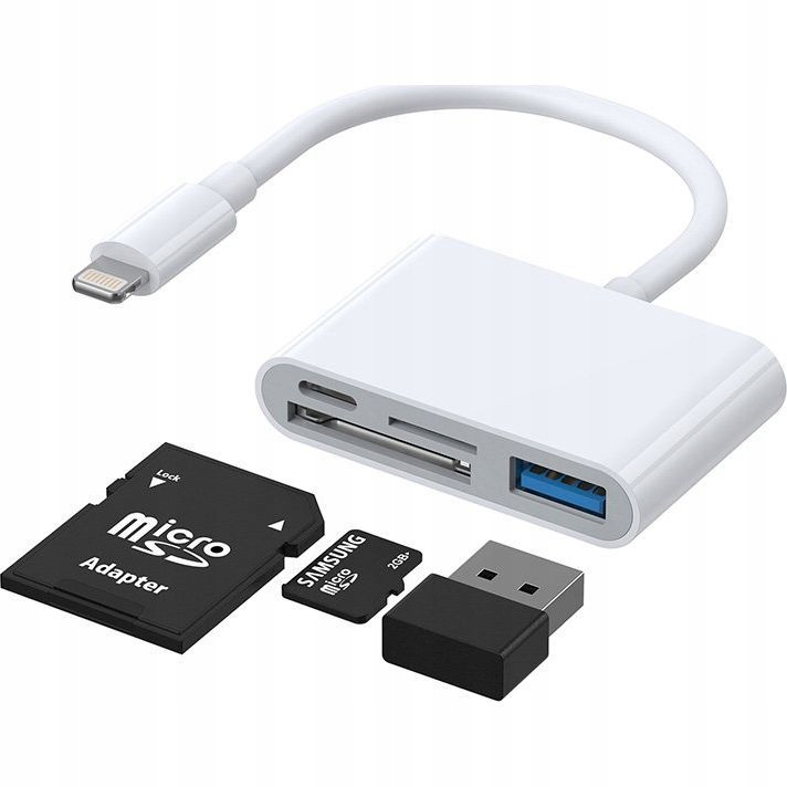 Adapter 4w1 Lightning, czytnik kart SD/TF, USB OTG do iPhone/iPad, Joyroom
