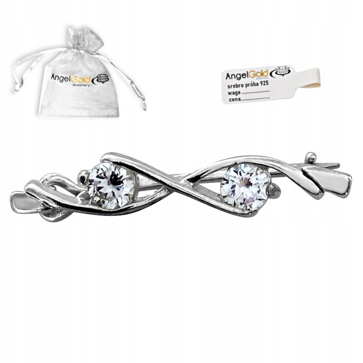 ELEGANCKA SREBRNA ZDOBIONA BROSZKA DO ŻAKIETU 925