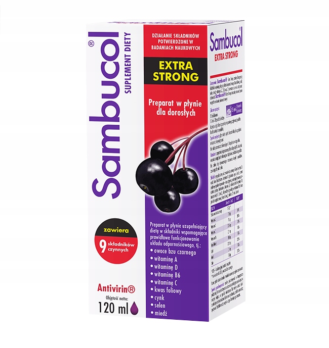 Sambucol Extra Strong czarny bez, syrop na odporność 120 ml x2