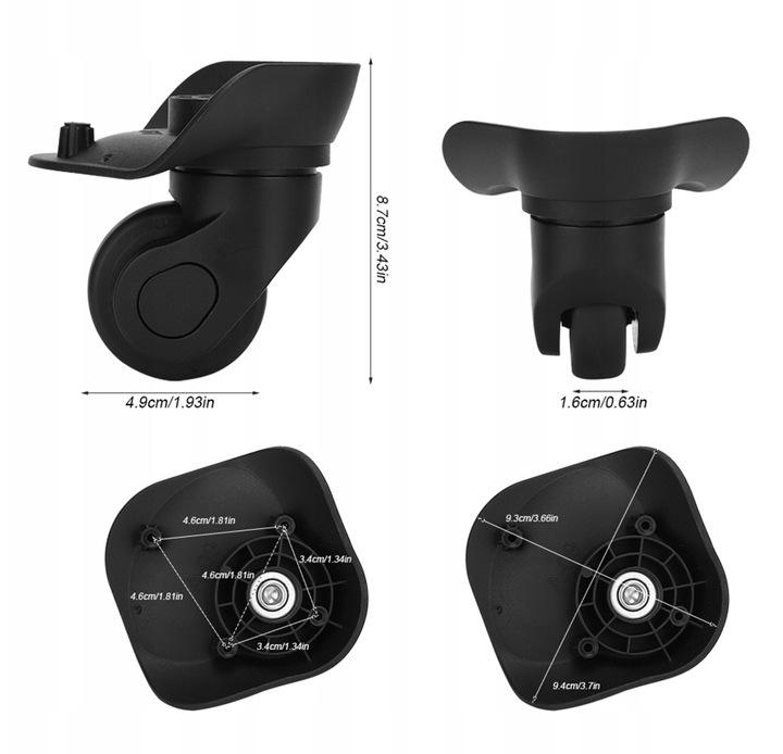 2 SZT CZARNE KÓŁKO DO WALIZKI CZĘŚCI WALIZEK TORBY