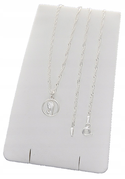 SREBRNY ŁAŃCUSZEK KOMUNIJNY I MEDALIK MATKA BOSKA NA KOMUNIĘ NA CHRZEST 925