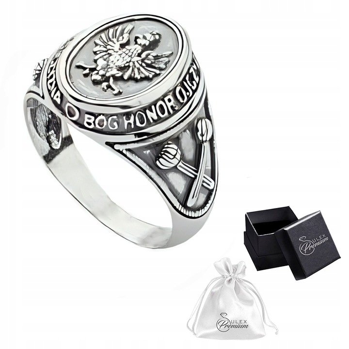 Sygnet Patriotyczny srebro pr. 925 BÓG HONOR OJCZYZNA Buławy | r. 18
