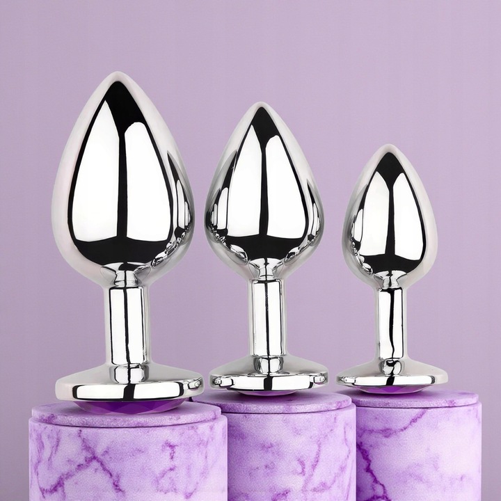 Zestaw 3 Korków Analnych Stalowych S M L Eleganckie Plug Z Kryształkami