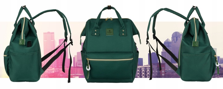 Plecak damski miejski na laptop port USB pojemny kieszenie PETERSON