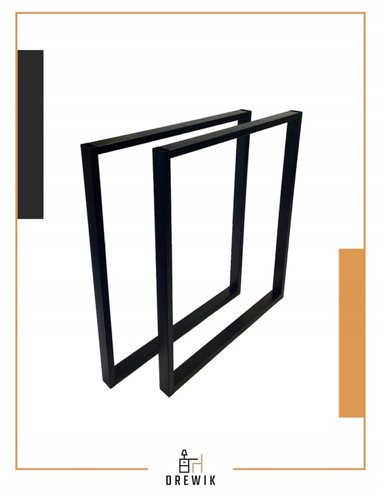 NOGI DO STOŁU BIURKA METALOWE CZARNE 60x72 CM PROFIL 4x2 CM LOFTOWE 2