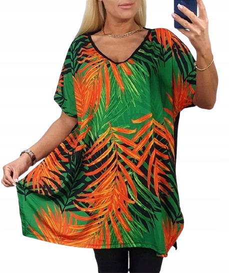 LUŹNA KOBIECA TUNIKA BLUZKA PLUS SIZE V dekolt XL/XXL różne wzory mix 702