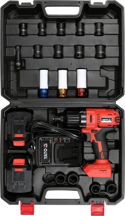 YATO KLUCZ UDAROWY BEZSZCZOTKOWY DO KÓŁ 18V 1/2'' 700nm 2x3Ah + 3