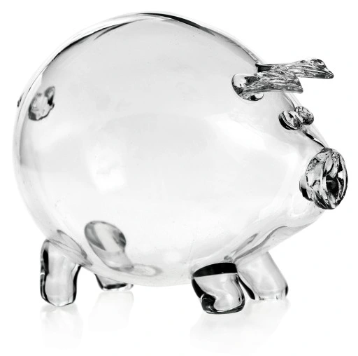 BEZBARWNA szklana ŚWINKA skarbonka przezroczysta