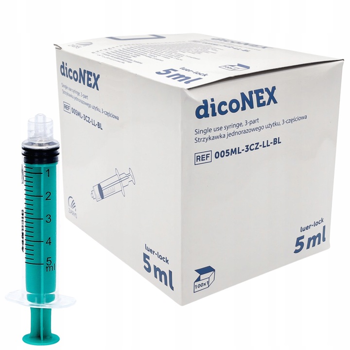 STRZYKAWKA STRZYKAWKI 5ML STERYLNE LUER-LOCK 3CZĘŚCIOWE dicoNEX 100SZT