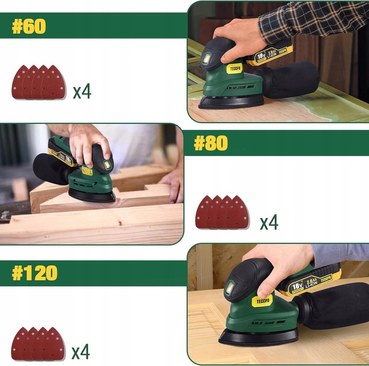 SZLIFIERKA MIMOŚRODOWA OSCYLACYJNA AKUMULATOROWA 2.0mAh 18V Bezpyłowa TECCP