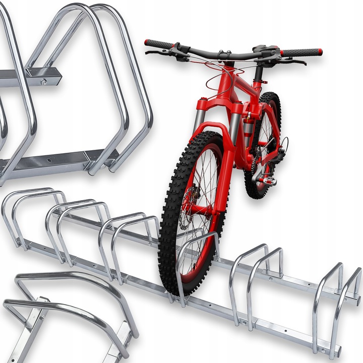 STOJAK NA 6 ROWERÓW PARKING ROWEROWY UCHWYT NA 6 STANOWISK STAL NIERDZEWNA