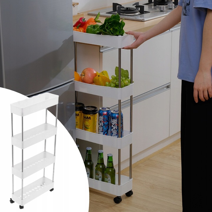 PÓŁKA ŁAZIENKOWA KUCHENNA SZAFKA NA KÓŁKACH REGAŁ 4 POZIOMOWY Z