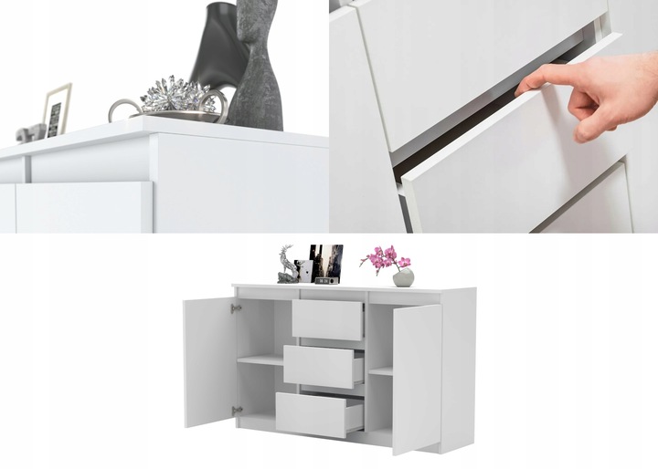 Komoda 120cm szafka z szufladami Antracyt Wotan Aga lux do salonu duza