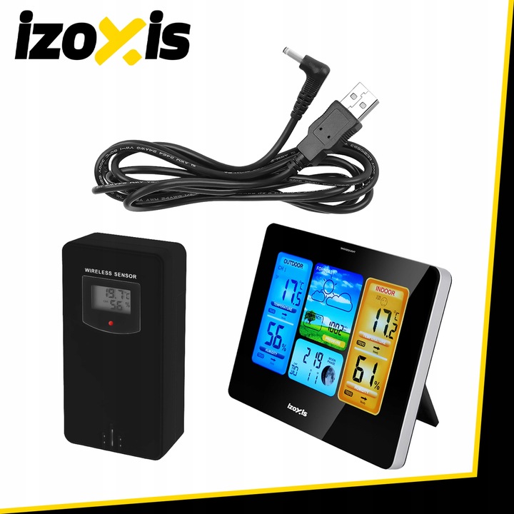 Stacja Pogodowa Bezprzewodowa IZOXIS Termometr Higrometr Zegar Czujnik