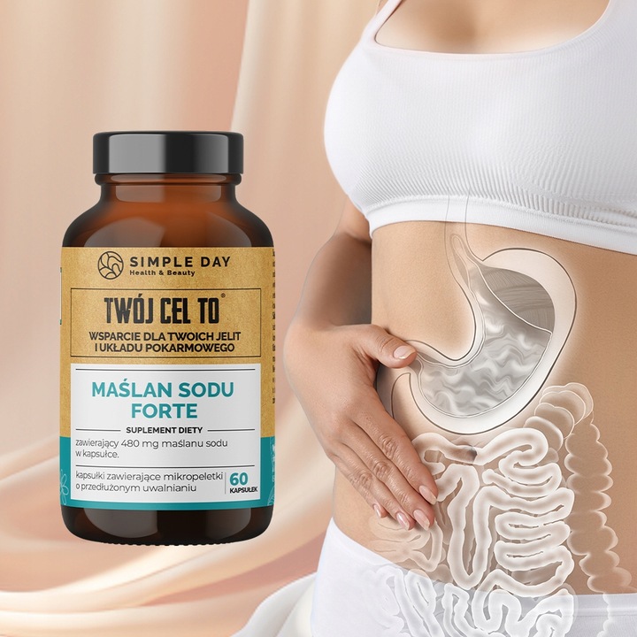 MAŚLAN SODU 80% FORTE 960mg KWAS MASŁOWY 768mg VEGE NA JELITA WRZODY