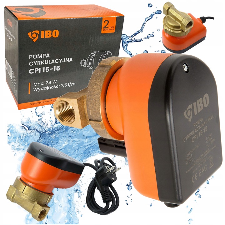 POMPA CYRKULACYJNA OBIEGOWA CWU DO WODY Z KABLEM ENERGOOSZCZĘDNA CPI 15-15