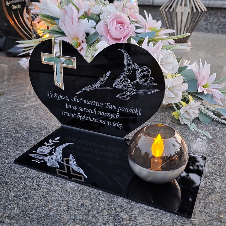 SOLARNY ZNICZ Led Statuetka NA CMENTARZ GRÓB DUŻA Lampka Led z Grawerem