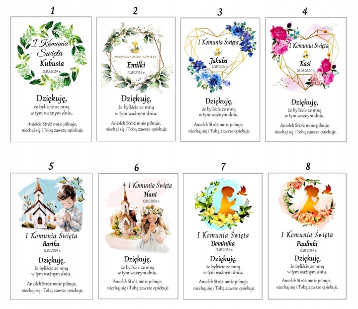 Podziękowanie dla gości breloczek ANIOŁEK KOMUNIA PAMIĄTKA PERSONALIZACJA