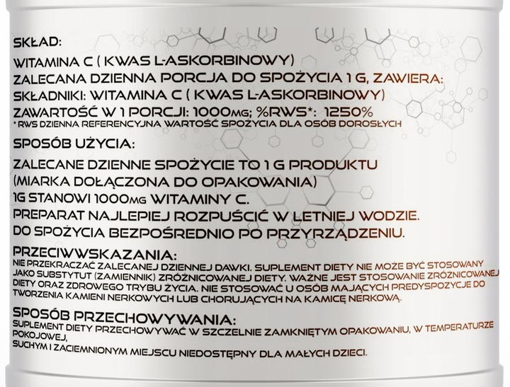 Lewoskrętna Witamina C w proszku 500g FPS