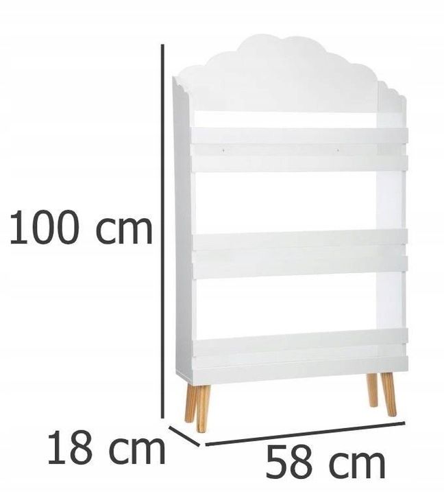 Regał do pokoju dziecięcego dla dzieci dziecka biały 3 półki NA ZABAWKI