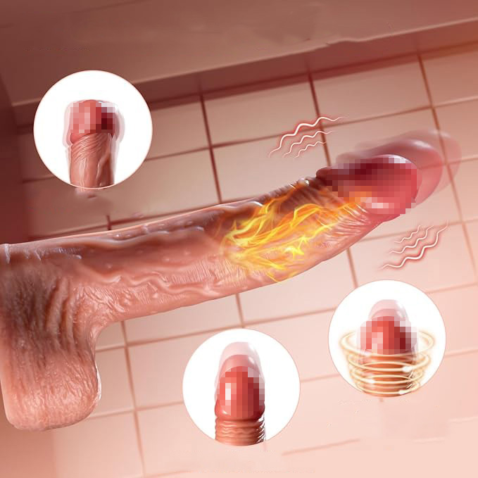 Realistyczne dildo z funkcjami ciągu, wibracji i ogrzewania, 4.5cm