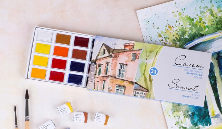 Zestaw AKWARELI SONNET 24 k do Zdobień Paznokci - oryginalne Farby Manicure