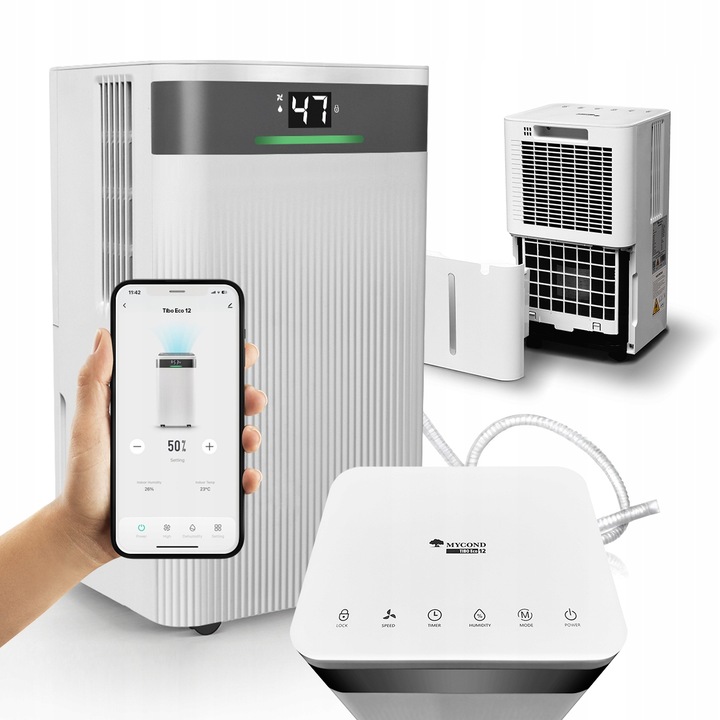 Osuszacz powietrza MYCOND Tibo Eco 12l/24h z Wi-Fi +Timer + Higrostat