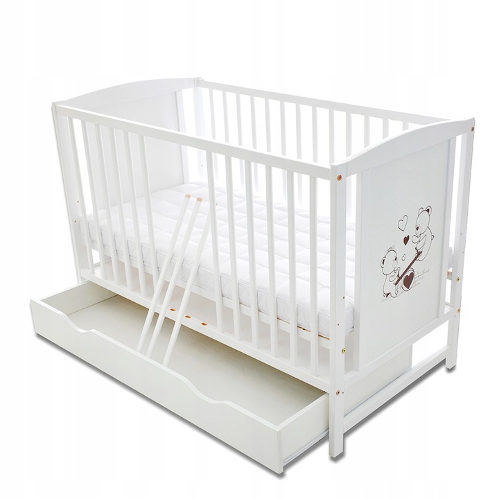 Łóżeczko z szufladą BAJKA + BARIERKA - TAPCZANIK